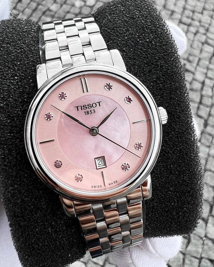 Buy Shop Tissot T Classic Carson Premium Pink Dial Silver Steel Strap Watch for Women - T122.210.11.159.00 USA Online