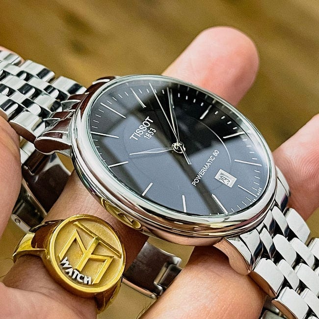 Buy Shop Tissot T Classic Carson Premium Powermatic 80 Black Dial Silver Steel Strap Watch For Men - T122.407.11.051.00 USA Online