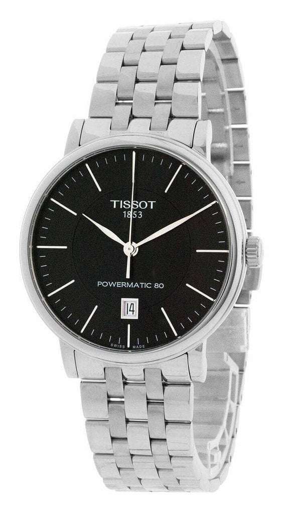 Buy Shop Tissot T Classic Carson Premium Powermatic 80 Black Dial Silver Steel Strap Watch For Men - T122.407.11.051.00 USA Online