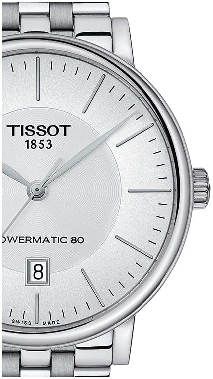 Buy Shop Tissot T Classic Carson Premium Powermatic 80 White Dial Silver Steel Strap Watch For Men - T122.407.11.031.00 USA Online