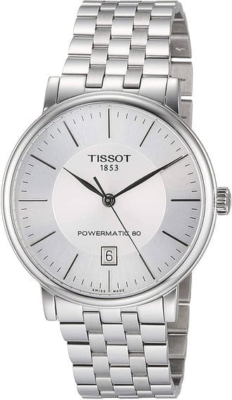 Buy Shop Tissot T Classic Carson Premium Powermatic 80 White Dial Silver Steel Strap Watch For Men - T122.407.11.031.00 USA Online