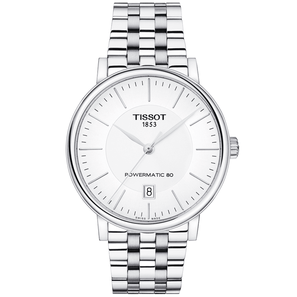 Buy Shop Tissot T Classic Carson Premium Powermatic 80 White Dial Silver Steel Strap Watch For Men - T122.407.11.031.00 USA Online
