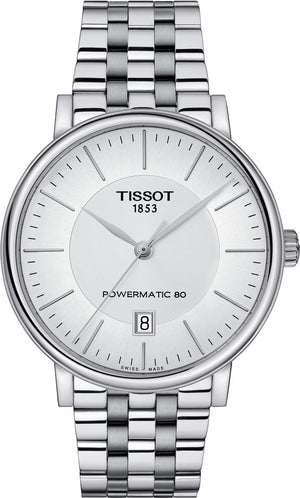 Buy Shop Tissot T Classic Carson Premium Powermatic 80 White Dial Silver Steel Strap Watch For Men - T122.407.11.031.00 USA Online