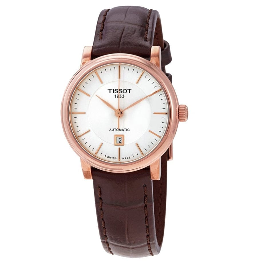 Buy Shop Tissot T Classic Carson Premium White Dial Brown Leather Strap Watch for Women - T122.207.36.031.00 USA Online