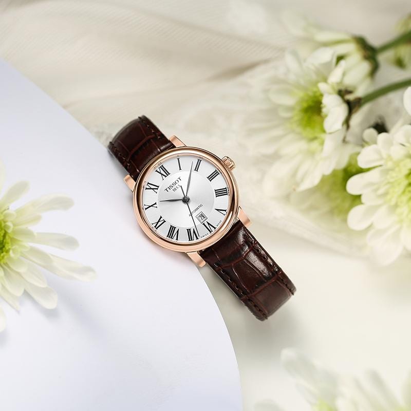 Buy Shop Tissot T Classic Carson Premium White Dial Brown Leather Strap Watch for Women - T122.207.36.033.00 USA Online