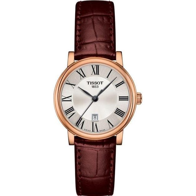 Buy Shop Tissot T Classic Carson Premium White Dial Brown Leather Strap Watch for Women - T122.207.36.033.00 USA Online