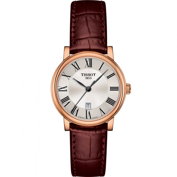 Buy Shop Tissot T Classic Carson Premium White Dial Brown Leather Strap Watch for Women - T122.207.36.033.00 USA Online