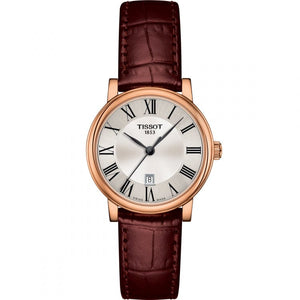 Buy Shop Tissot T Classic Carson Premium White Dial Brown Leather Strap Watch for Women - T122.207.36.033.00 USA Online