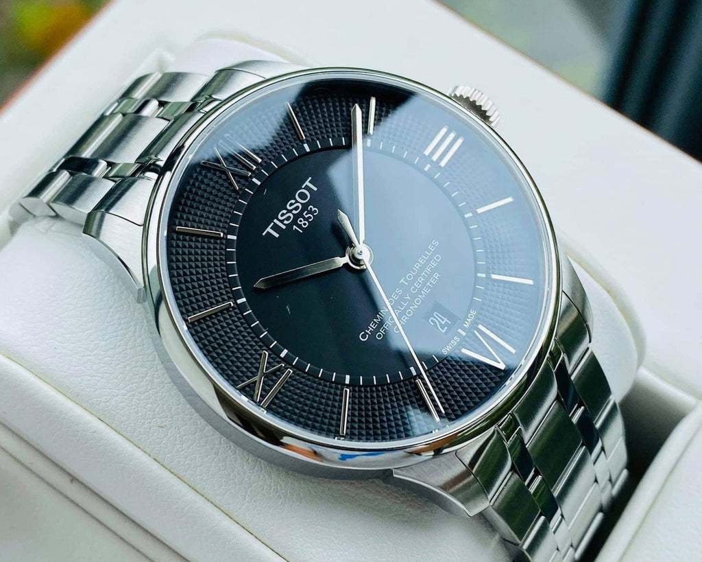 Buy Shop Tissot T Classic Chemin Des Tourelles Chronometer Black Dial Silver Steel Strap Watch For Men - T099.408.11.058.00 USA Online