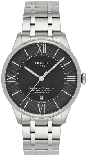 Buy Shop Tissot T Classic Chemin Des Tourelles Chronometer Black Dial Silver Steel Strap Watch For Men - T099.408.11.058.00 USA Online