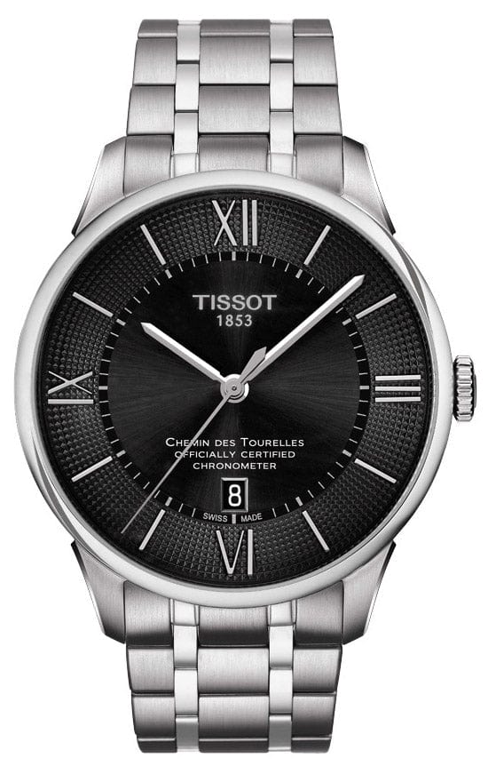 Buy Shop Tissot T Classic Chemin Des Tourelles Chronometer Black Dial Silver Steel Strap Watch For Men - T099.408.11.058.00 USA Online