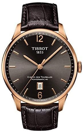 Buy Shop Tissot T Classic Chemin Des Tourelles Powermatic 80 Brown Dial Brown Leather Strap Watch for Men - T099.407.36.447.00 USA Online