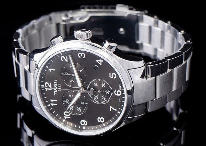 Buy Shop Tissot T Classic Chrono XL Black Dial Silver Steel Strap Watch For Men - T116.617.11.057.01 USA Online