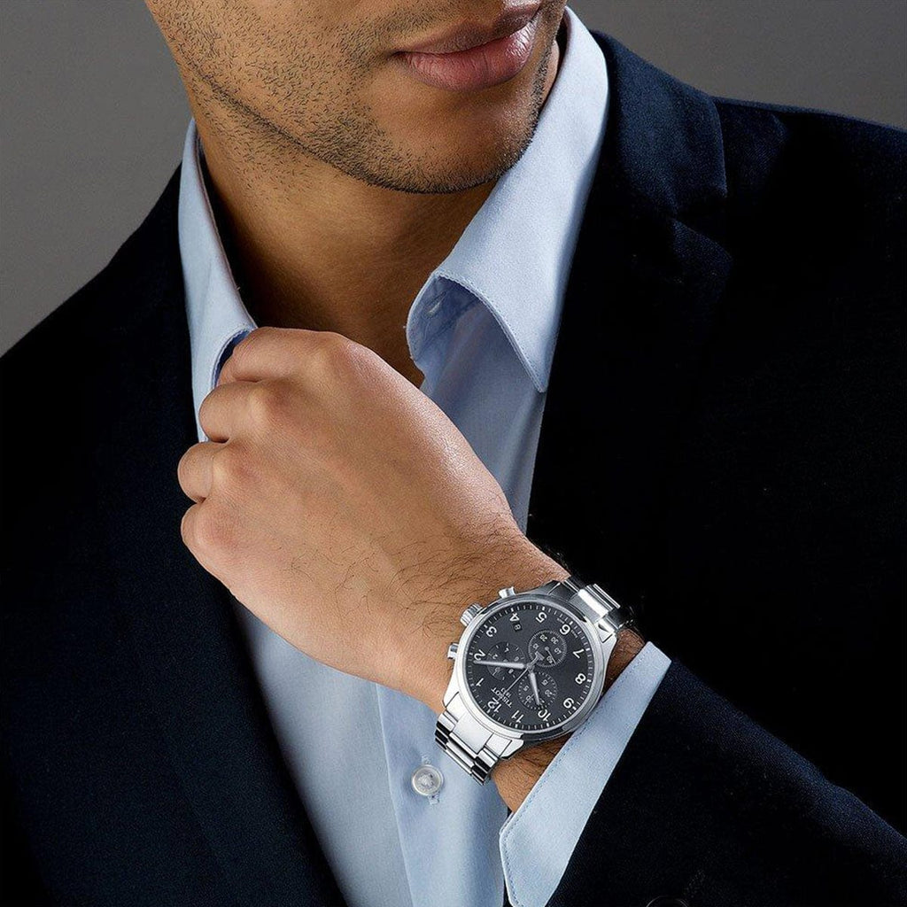 Buy Shop Tissot T Classic Chrono XL Black Dial Silver Steel Strap Watch For Men - T116.617.11.057.01 USA Online