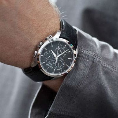 Buy Shop Tissot T Classic Couturier Chronograph Black Dial Black Leather Strap Watch For Men - T035.617.16.051.00 USA Online