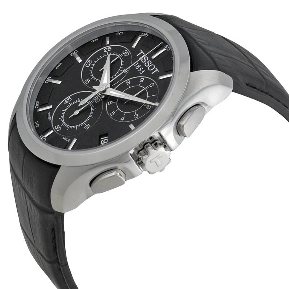 Buy Shop Tissot T Classic Couturier Chronograph Black Dial Black Leather Strap Watch For Men - T035.617.16.051.00 USA Online