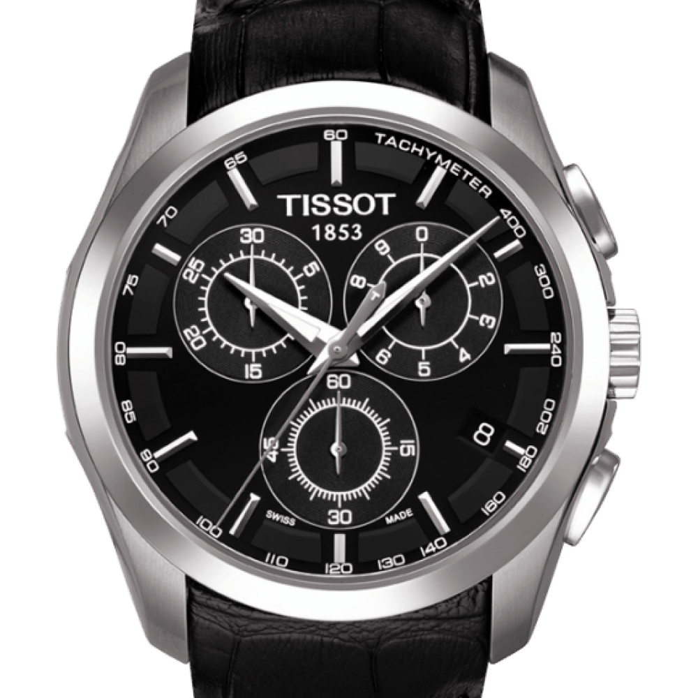 Buy Shop Tissot T Classic Couturier Chronograph Black Dial Black Leather Strap Watch For Men - T035.617.16.051.00 USA Online