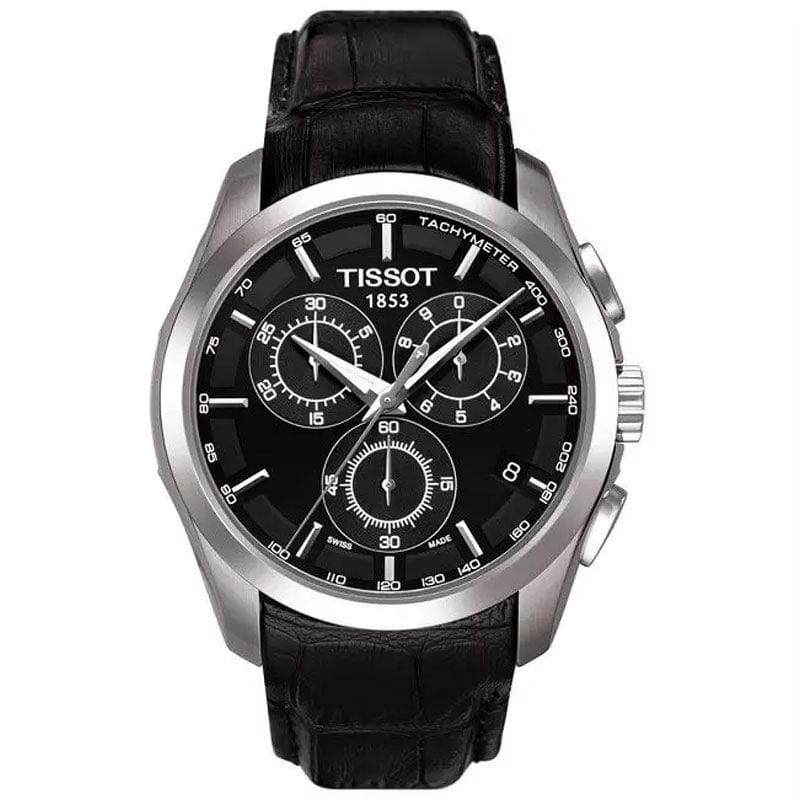 Buy Shop Tissot T Classic Couturier Chronograph Black Dial Black Leather Strap Watch For Men - T035.617.16.051.00 USA Online