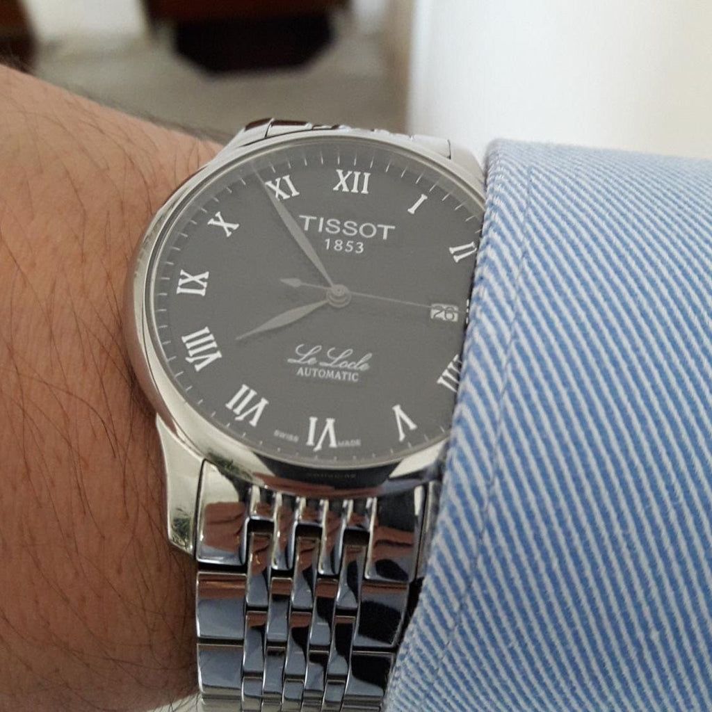 Buy Shop Tissot T Classic Le Locle Powermatic 80 Black Dial Silver Steel Strap Watch For Women - T41.1.483.53 USA Online