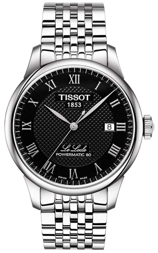 Buy Shop Tissot T Classic Le Locle Powermatic 80 Black Dial Silver Steel Strap Watch For Women - T41.1.483.53 USA Online