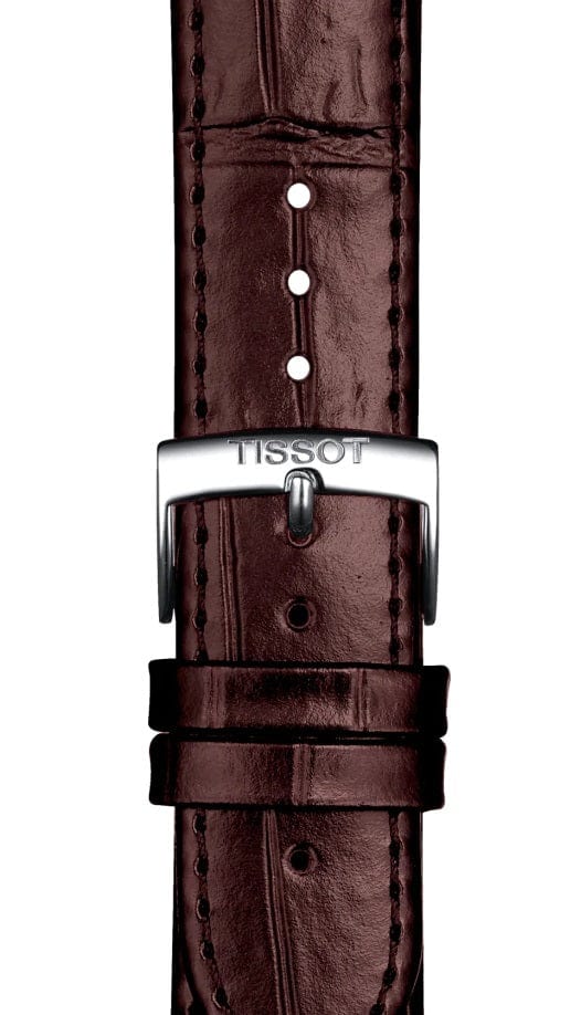 Buy Shop Tissot T-Classic Powermatic 80 Silver Dial Brown Leather Strap Watch For Men - T122.407.16.031.00 USA Online
