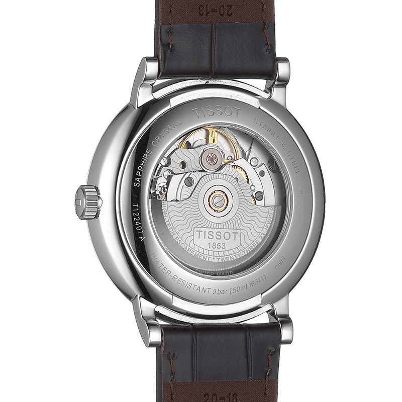 Buy Shop Tissot T-Classic Powermatic 80 Silver Dial Brown Leather Strap Watch For Men - T122.407.16.031.00 USA Online