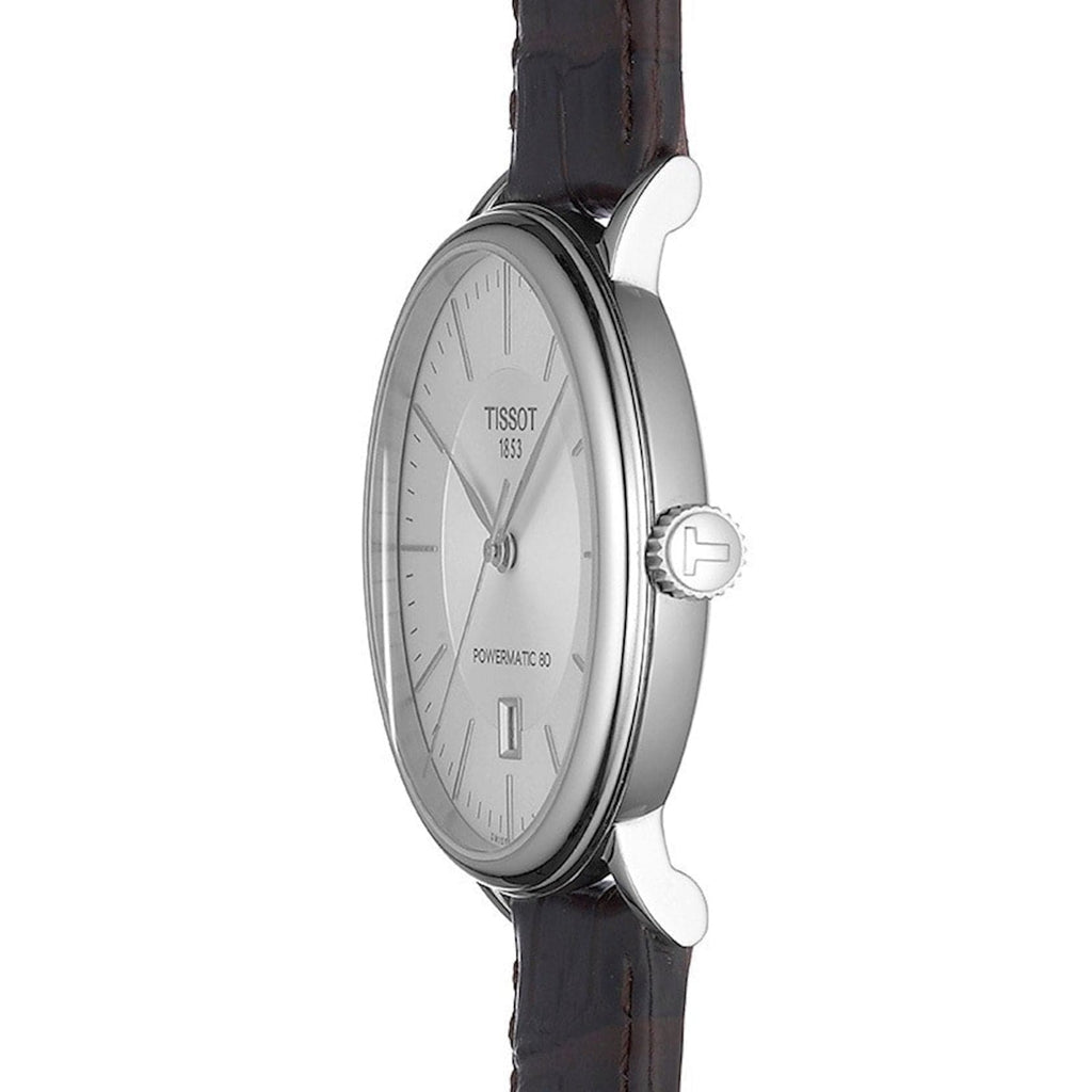 Buy Shop Tissot T-Classic Powermatic 80 Silver Dial Brown Leather Strap Watch For Men - T122.407.16.031.00 USA Online