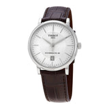 Buy Shop Tissot T-Classic Powermatic 80 Silver Dial Brown Leather Strap Watch For Men - T122.407.16.031.00 USA Online