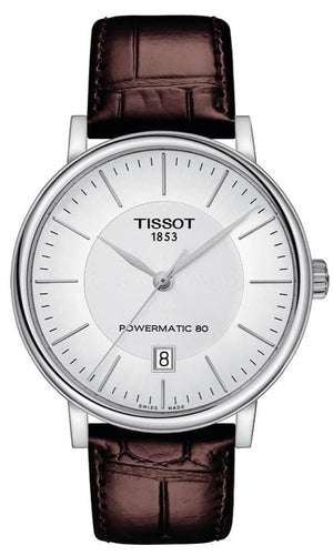 Buy Shop Tissot T-Classic Powermatic 80 Silver Dial Brown Leather Strap Watch For Men - T122.407.16.031.00 USA Online