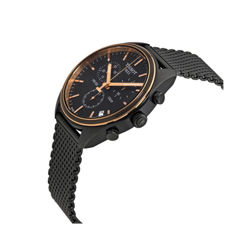 Buy Shop Tissot T Classic PR 100 Chronograph Anthracite Black Dial Black Mesh Bracelet Watch For Men - T101.417.23.061.00 USA Online