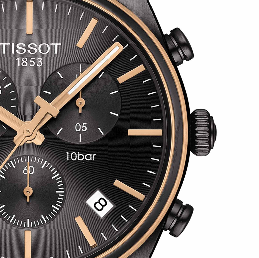 Buy Shop Tissot T Classic PR 100 Chronograph Anthracite Black Dial Black Mesh Bracelet Watch For Men - T101.417.23.061.00 USA Online