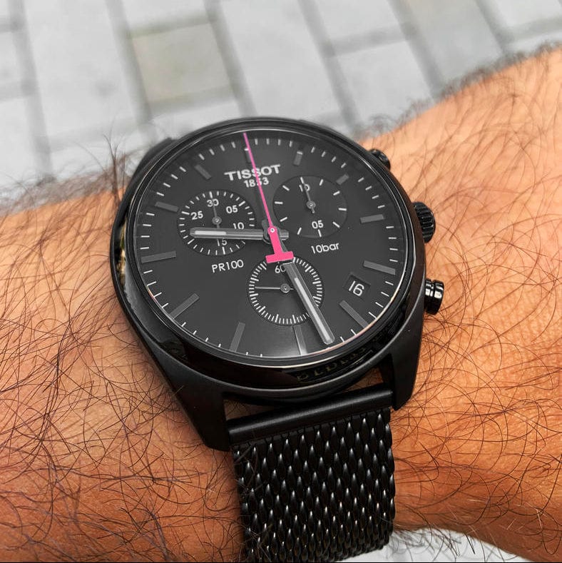 Buy Shop Tissot T Classic PR 100 Chronograph Black Dial Black Mesh Bracelet Watch For Men - T101.417.33.051.00 USA Online