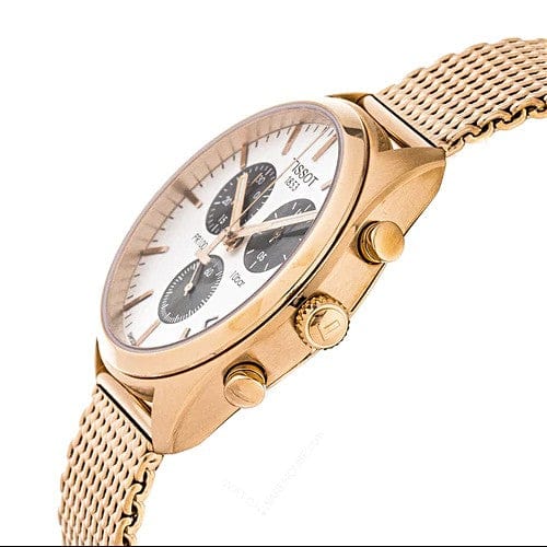 Buy Shop Tissot T Classic PR 100 Chronograph Silver Dial Rose Gold Mesh Bracelet Watch For Men - T101.417.33.031.01 USA Online