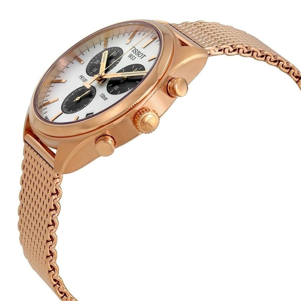 Buy Shop Tissot T Classic PR 100 Chronograph Silver Dial Rose Gold Mesh Bracelet Watch For Men - T101.417.33.031.01 USA Online