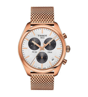 Buy Shop Tissot T Classic PR 100 Chronograph Silver Dial Rose Gold Mesh Bracelet Watch For Men - T101.417.33.031.01 USA Online