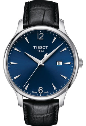 Buy Shop Tissot T Classic Tradition Blue Dial Black Leather Strap Watch For Men - T063.610.16.047.00 USA Online