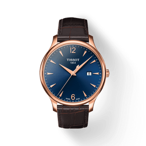 Buy Shop Tissot T Classic Tradition Blue Dial Brown Leather Strap Watch For Men - T063.610.36.047.00 USA Online