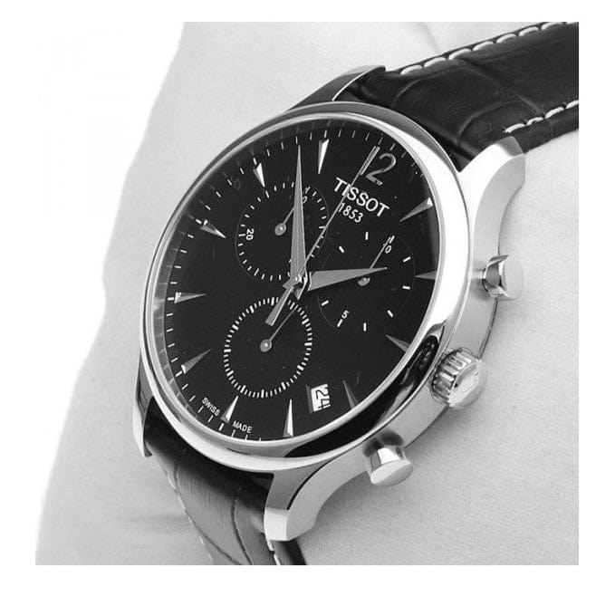 Buy Shop Tissot T Classic Tradition Chronograph Black Dial Black Leather Strap Watch For Men - T063.617.16.057.00 USA Online