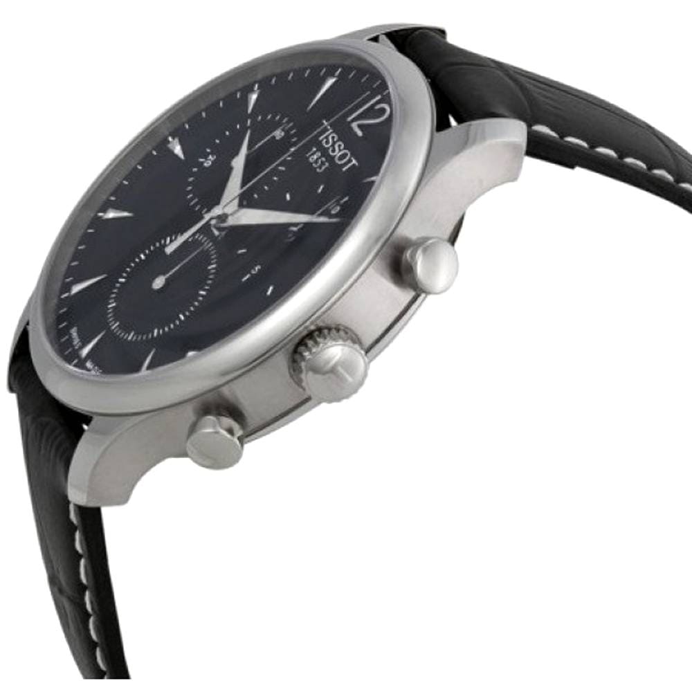 Buy Shop Tissot T Classic Tradition Chronograph Black Dial Black Leather Strap Watch For Men - T063.617.16.057.00 USA Online