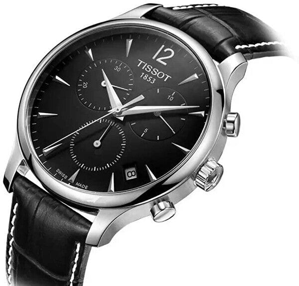 Buy Shop Tissot T Classic Tradition Chronograph Black Dial Black Leather Strap Watch For Men - T063.617.16.057.00 USA Online