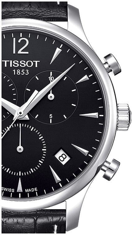 Buy Shop Tissot T Classic Tradition Chronograph Black Dial Black Leather Strap Watch For Men - T063.617.16.057.00 USA Online