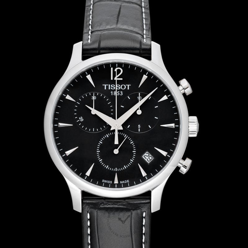 Buy Shop Tissot T Classic Tradition Chronograph Black Dial Black Leather Strap Watch For Men - T063.617.16.057.00 USA Online