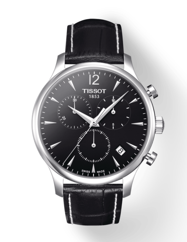 Buy Shop Tissot T Classic Tradition Chronograph Black Dial Black Leather Strap Watch For Men - T063.617.16.057.00 USA Online