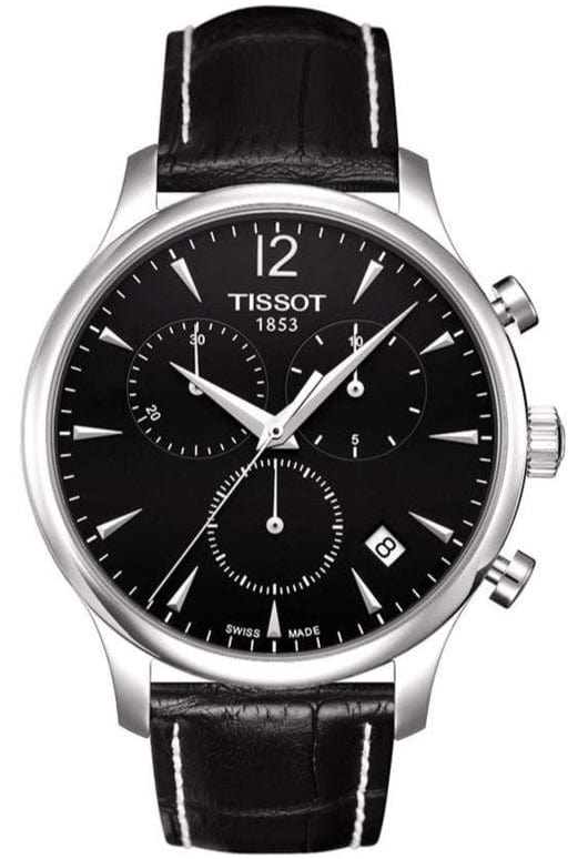 Buy Shop Tissot T Classic Tradition Chronograph Black Dial Black Leather Strap Watch For Men - T063.617.16.057.00 USA Online