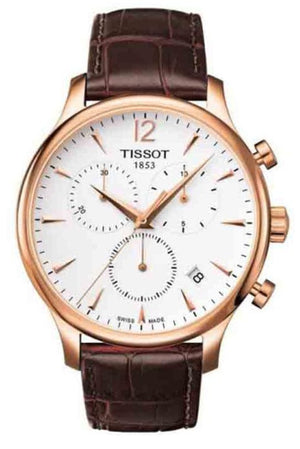 Buy Shop Tissot T Classic Tradition Chronograph White Dial Brown Leather Strap Watch For Men - T063.617.36.037.00 USA Online