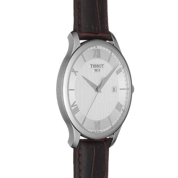 Buy Shop Tissot T Classic Tradition Silver Dial Brown Leather Strap Watch For Men - T063.610.16.038.00 USA Online