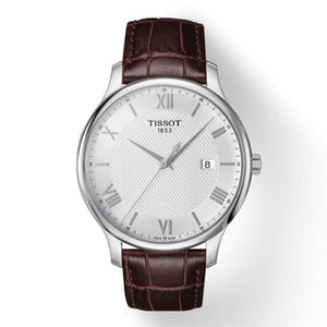 Buy Shop Tissot T Classic Tradition Silver Dial Brown Leather Strap Watch For Men - T063.610.16.038.00 USA Online