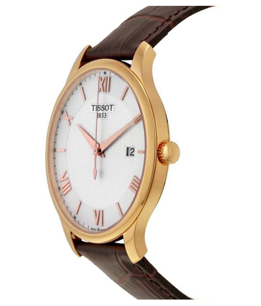Buy Shop Tissot T Classic Tradition Silver Dial Brown Leather Strap Watch For Men - T063.610.36.038.00 USA Online