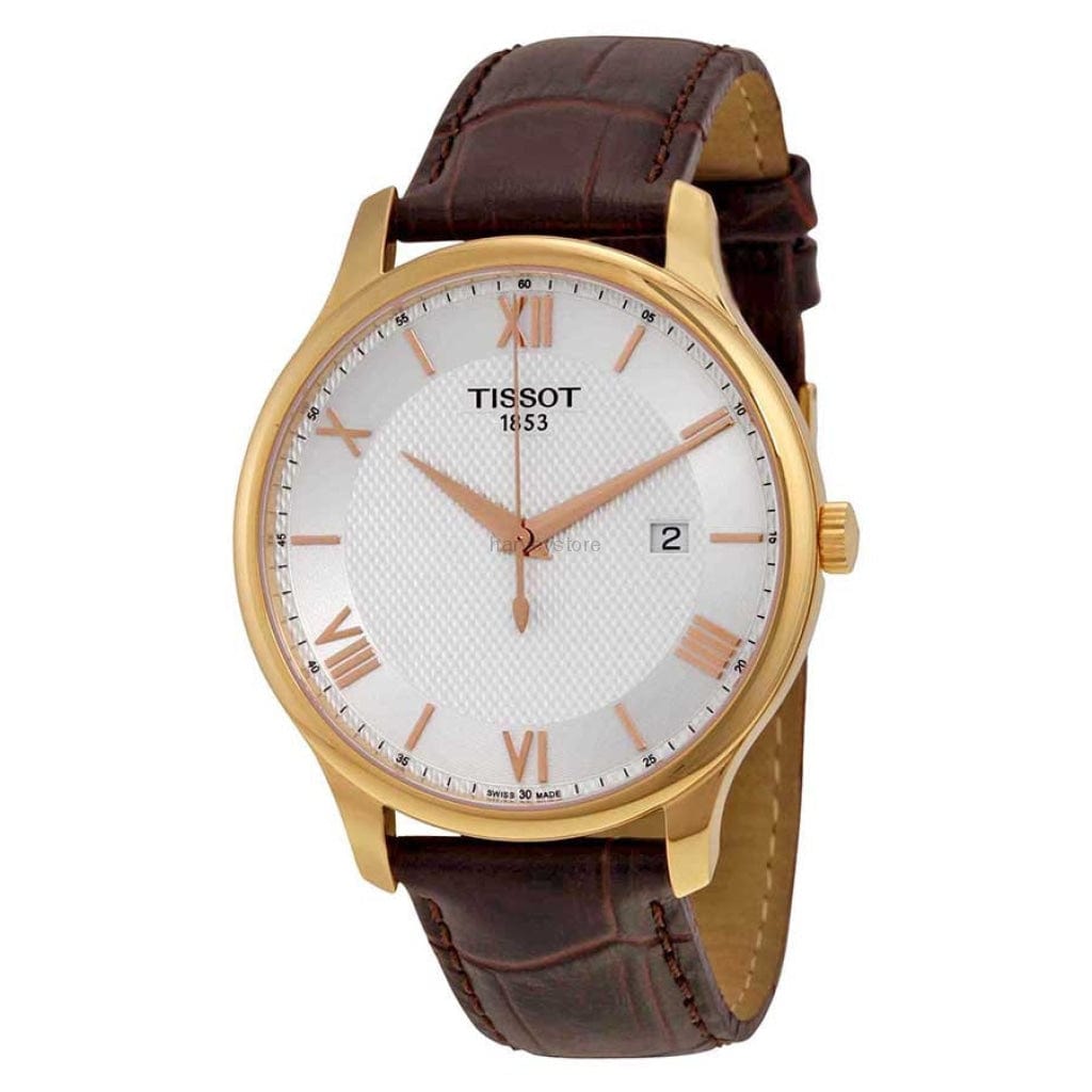 Buy Shop Tissot T Classic Tradition Silver Dial Brown Leather Strap Watch For Men - T063.610.36.038.00 USA Online