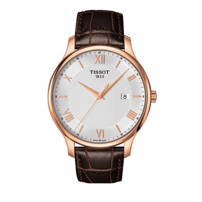 Buy Shop Tissot T Classic Tradition Silver Dial Brown Leather Strap Watch For Men - T063.610.36.038.00 USA Online